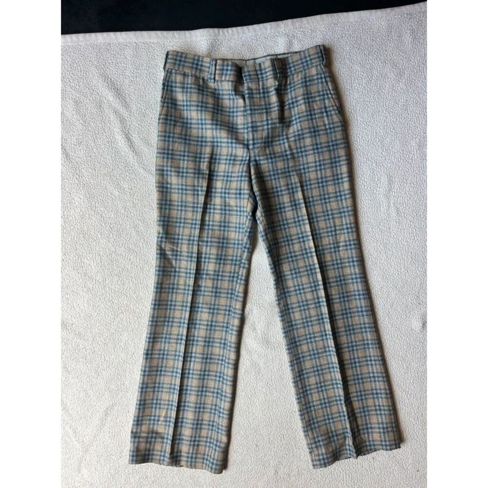 Vintage 70s McGregor Sportswear Tartan Plaid Pleated Wool Pants Mens 34 x 30